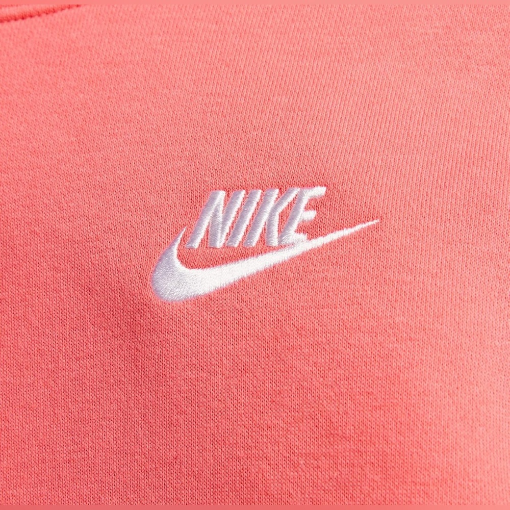 NWOT Nike Women's Nsw Club Flc Crestd Sweatshirt Coral White - Picture 6 of 13